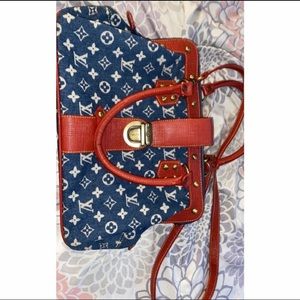 Luis Vuitton jean handbag blue, red and white